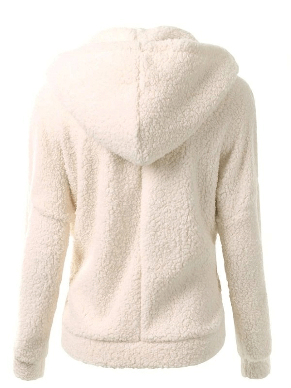 Einfarbiges Damen-Fleece mit Kapuze am Reißverschluss – SF0141 