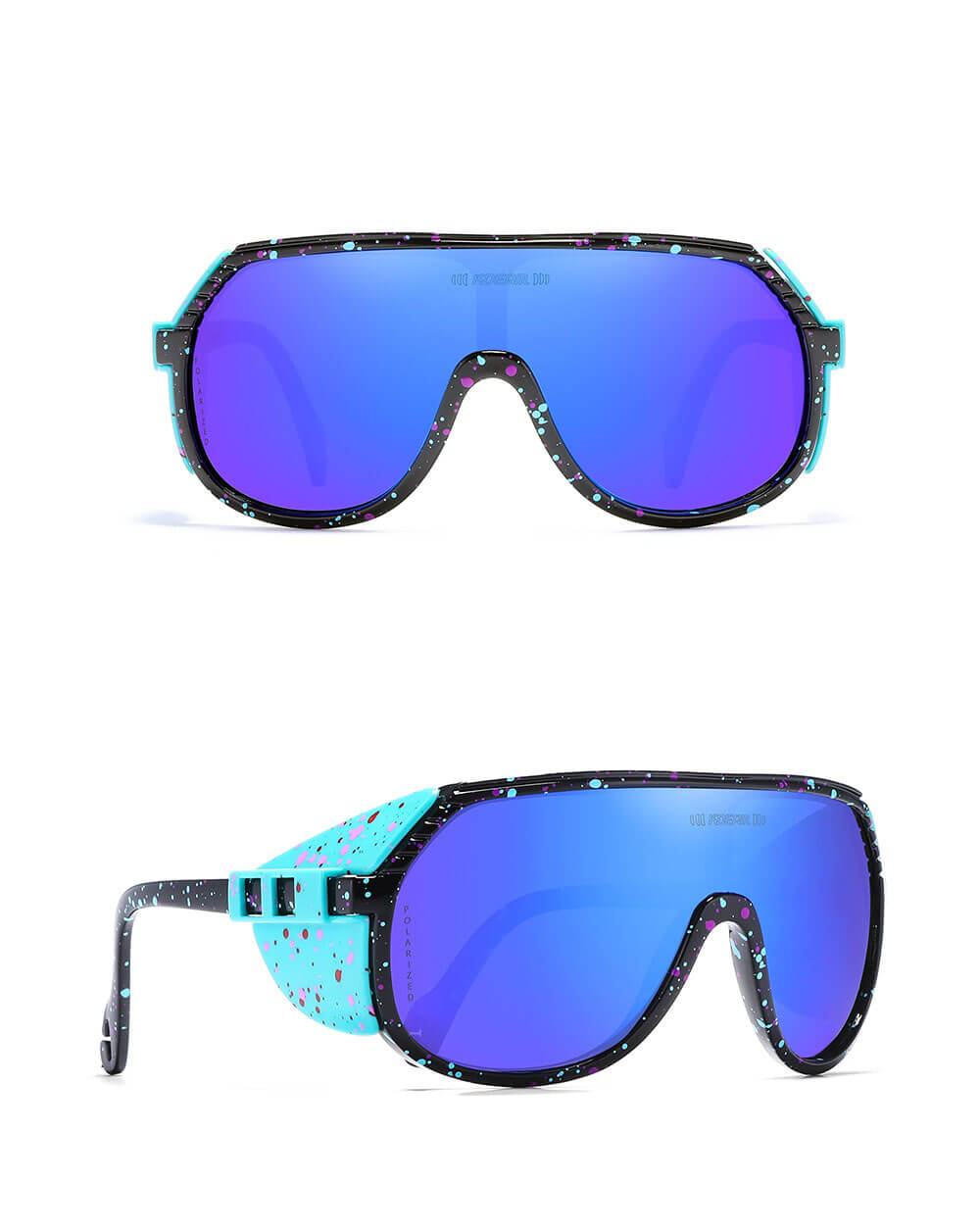 Polarized anti-reflective sports bicycling sunglasses SF0963 with blue lenses and stylish design, perfect for outdoor cycling.