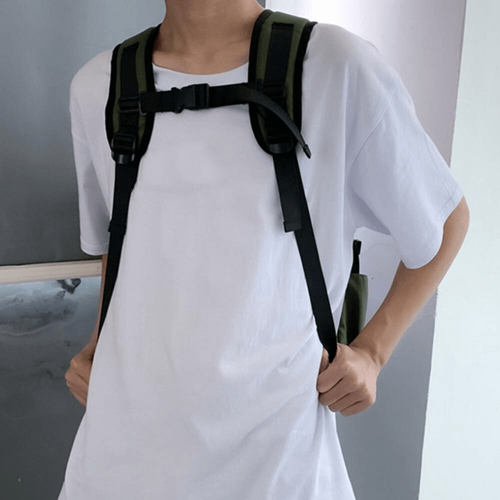 Model wearing Portable Sports Basketball Backpack with adjustable shoulder straps.