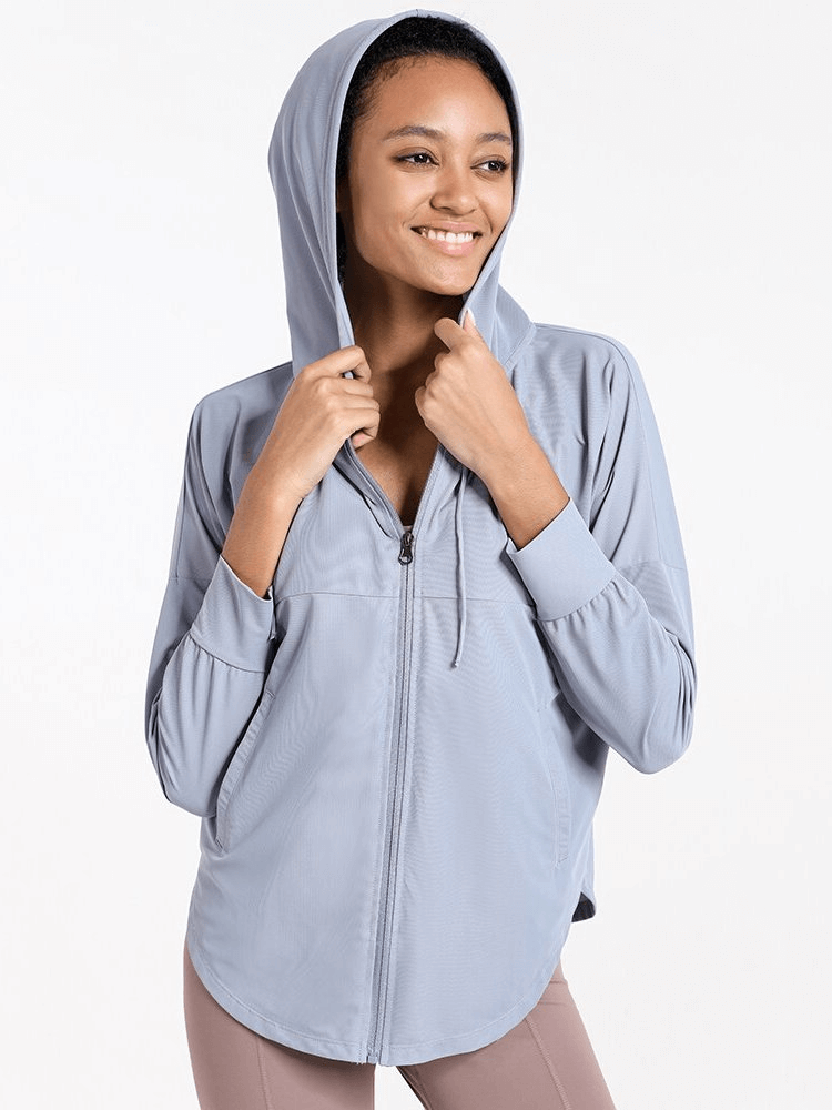 Quick Dry Loose Casual Training Hoodies for Women with Zipper - SF1167