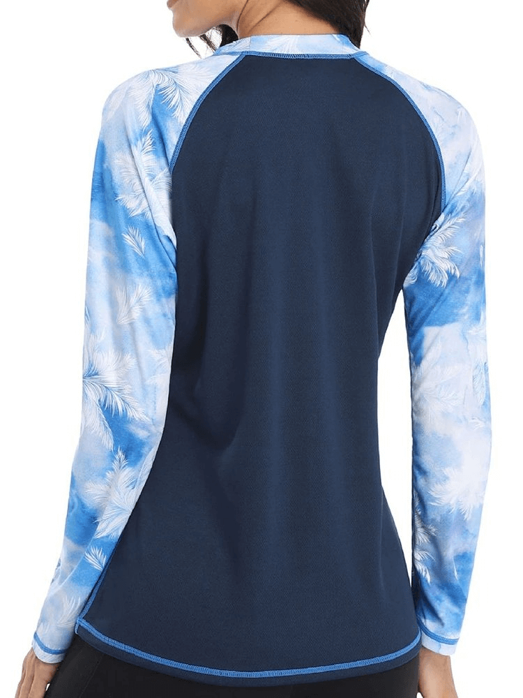 Quick Dry Stylish Women's Vintage Print Long Sleeves Surfing Shirts - SF0526