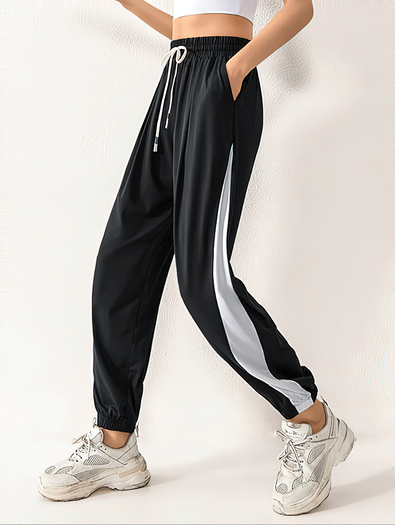 Schnell trocknende elastische Jogginghose mit hohem Bund und Kordelzug für Damen – SF0115 