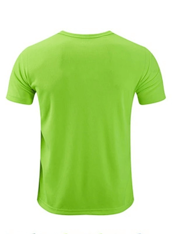 Bright green quick-drying sports short-sleeved T-shirt for men, ideal for bodybuilding and fitness workouts.