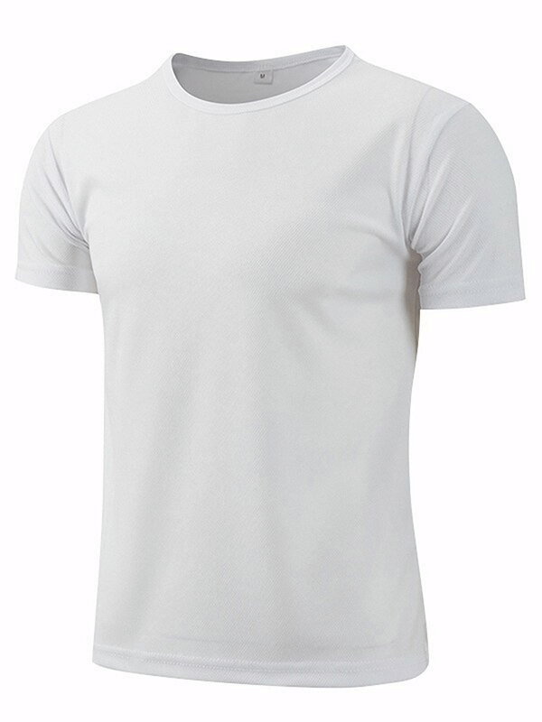 White Quick-Drying Sports T-Shirt for Men, Short-Sleeved, Polyester, Ideal for Bodybuilding and Sports. Model SF0466.