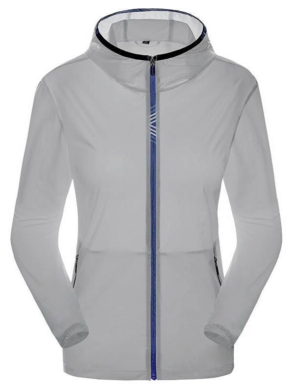 Reflective solid color quick dry running jacket for women showcasing waterproof and breathable material, ideal for outdoor adventures.