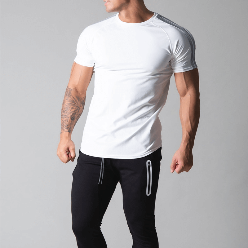 Lauf-T-Shirt aus Baumwolle mit gestreiften Ärmeln für Herren – SF1239 