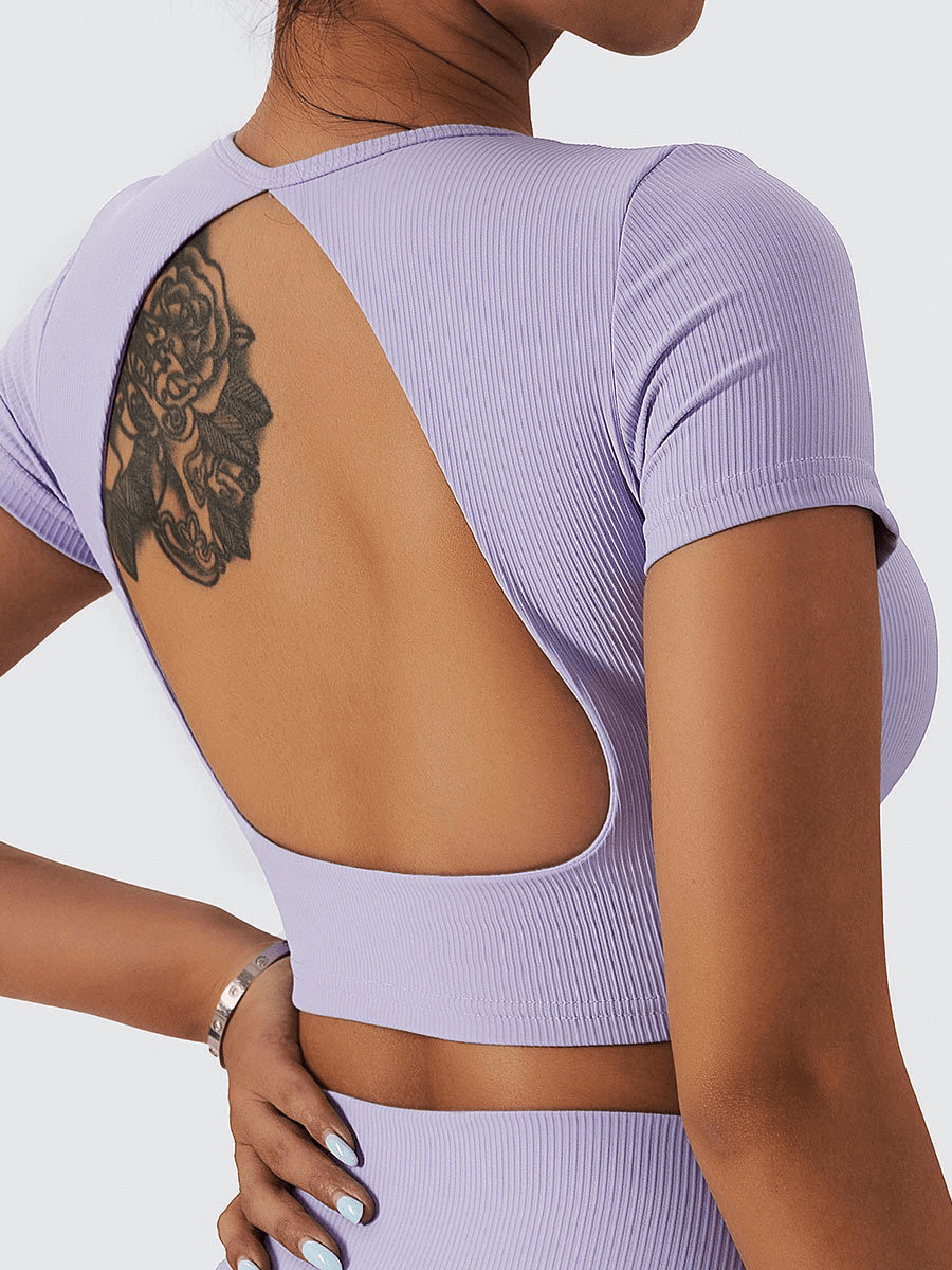 Sexy Lauf-Sport-T-Shirt mit offenem Rücken / Damen-Fitness-Crop-Top – SF0010 