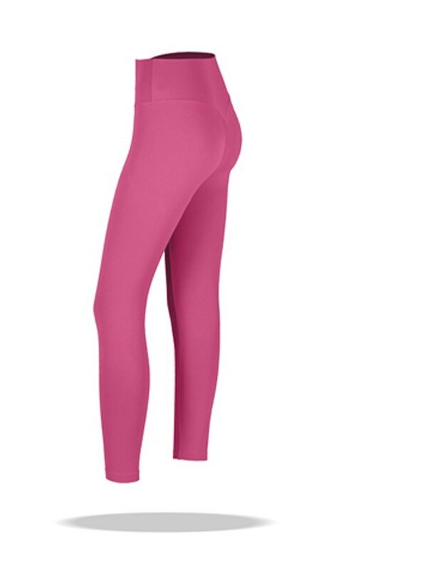 Seamless Breathable Women's Fitness Leggings, SF0165, ideal for yoga, made of nylon and spandex, in vibrant pink color.