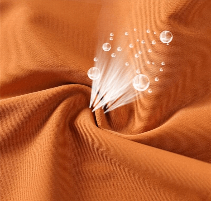 Close-up of seamless solid color fabric texture with air bubbles depicting breathability for women's fitness sports bra.