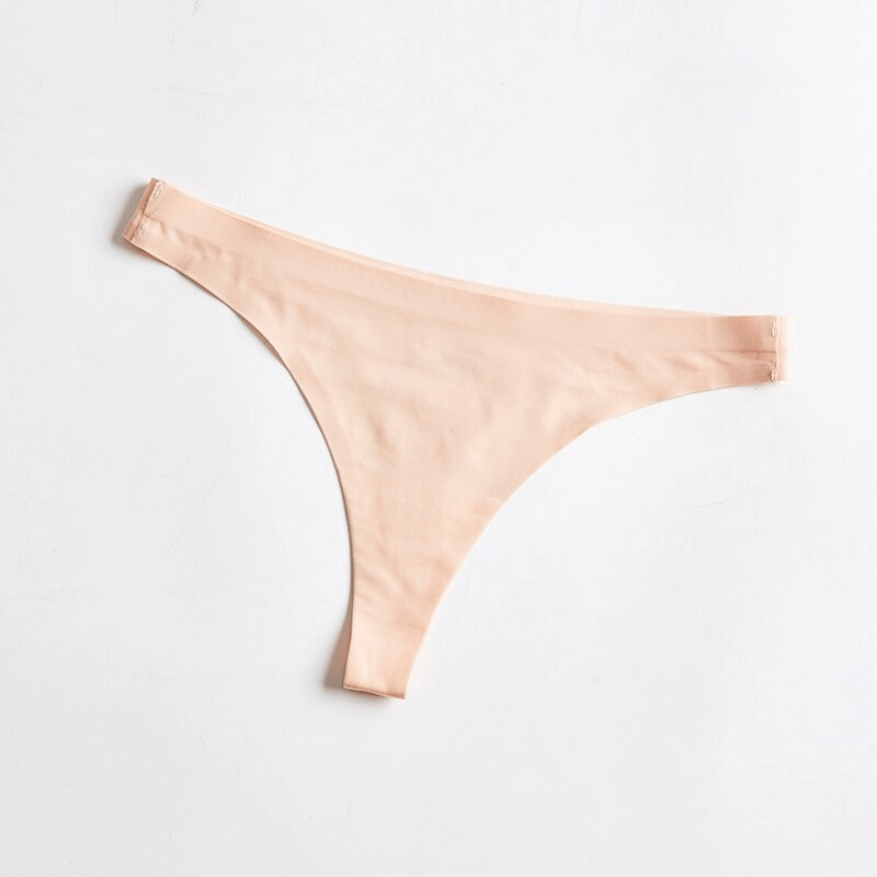 Seamless sports plain women's thong in nude color - lightweight, elastic, and stylish underwear for comfort and style.