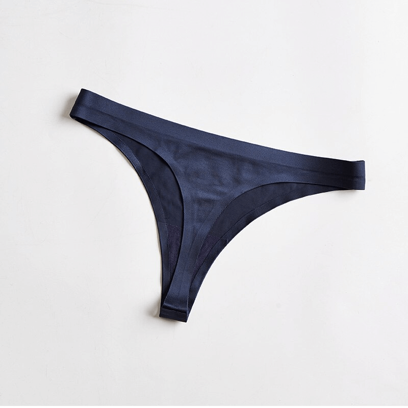Seamless sports women's thong in dark blue, nylon-spandex blend for comfort and style, ideal for active wear - SF0989