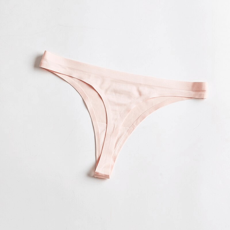 Seamless sports plain women's thong in blush pink, elastic underwear SF0989, sexy and lightweight G-string style for comfort.
