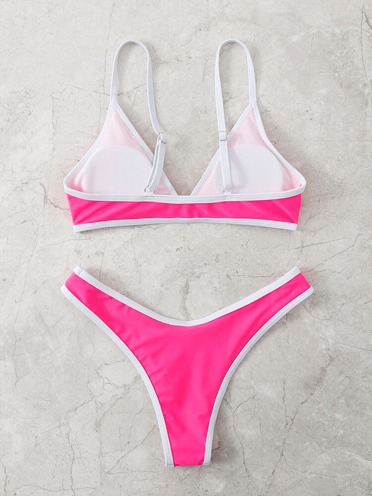 Vibrant pink micro bikini set with adjustable straps, perfect for beachwear fashion.
