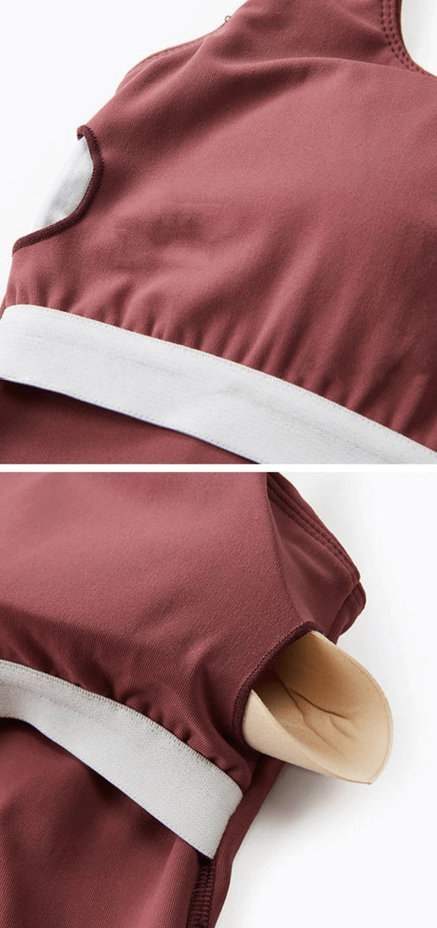 Close-up of Sexy Cross Back Running Tank Top fabric and lining, highlighting breathable Nylon-Spandex material and stylish design details.