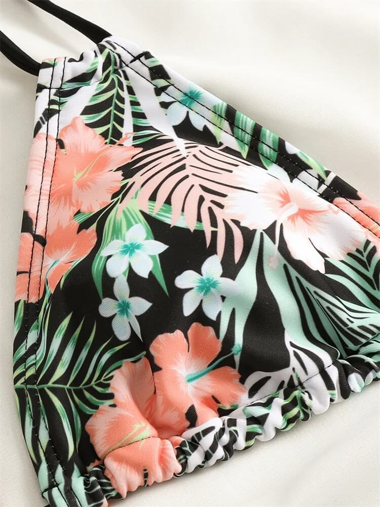 Floral print bikini top from the SF1086 Sexy Ladies Two Piece Swimsuit collection, featuring vibrant tropical designs.