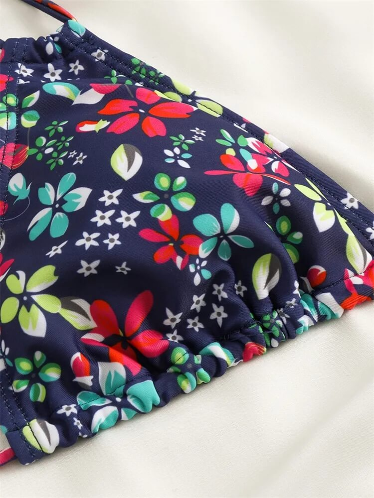 Colorful floral print on sexy bikini top - SF1086 two piece swimsuit for women.