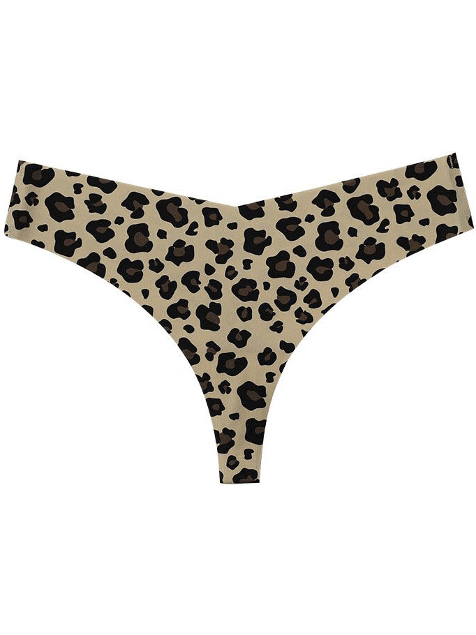 Sexy leopard print T-back seamless panties for women, offering comfort and style with a breathable nylon fabric, perfect everyday wear.
