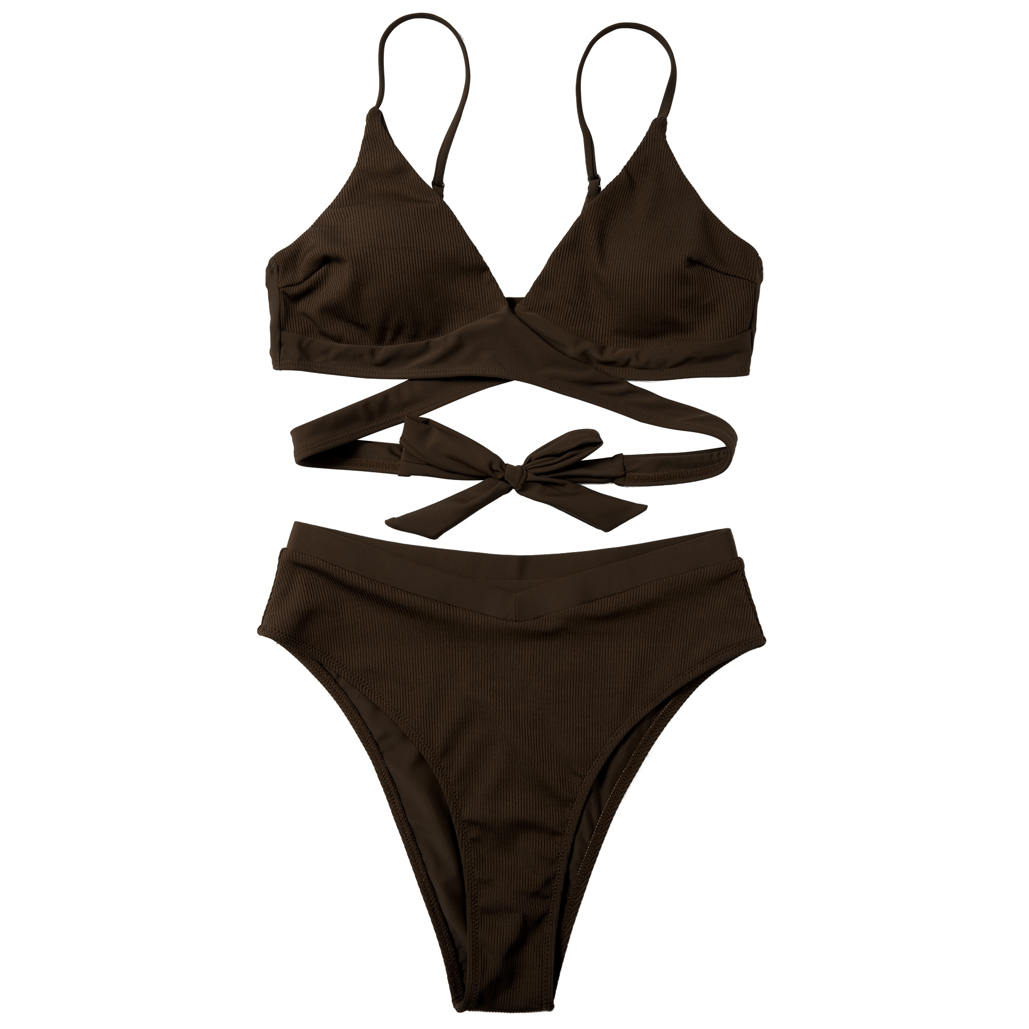 Sexy geripptes, einfarbiges Bikini-Set mit Push-Up / Damen-Badeanzug – SF0850 