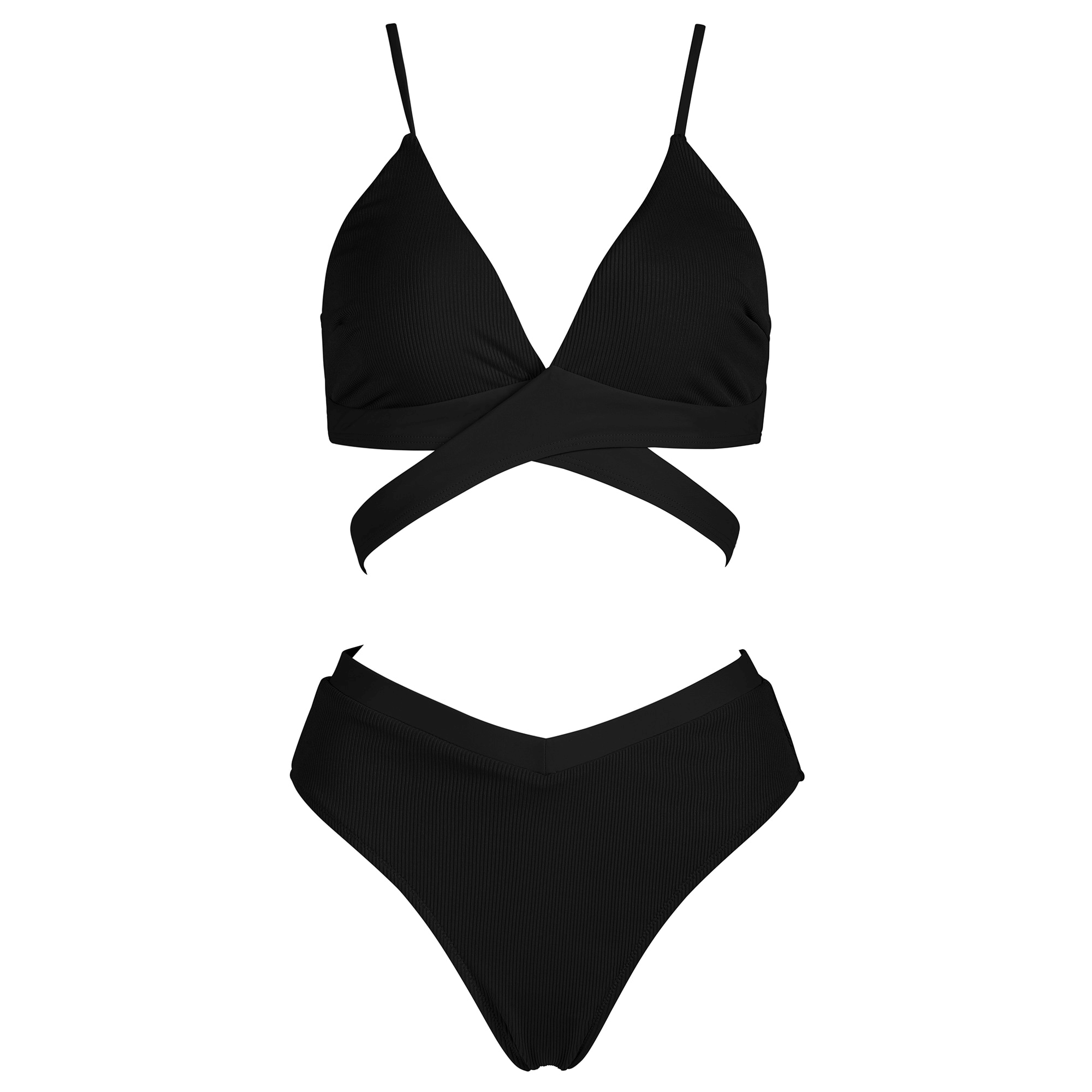 Ensemble bikini sexy côtelé de couleur unie avec push-up / maillot de bain femme - SPF0850 