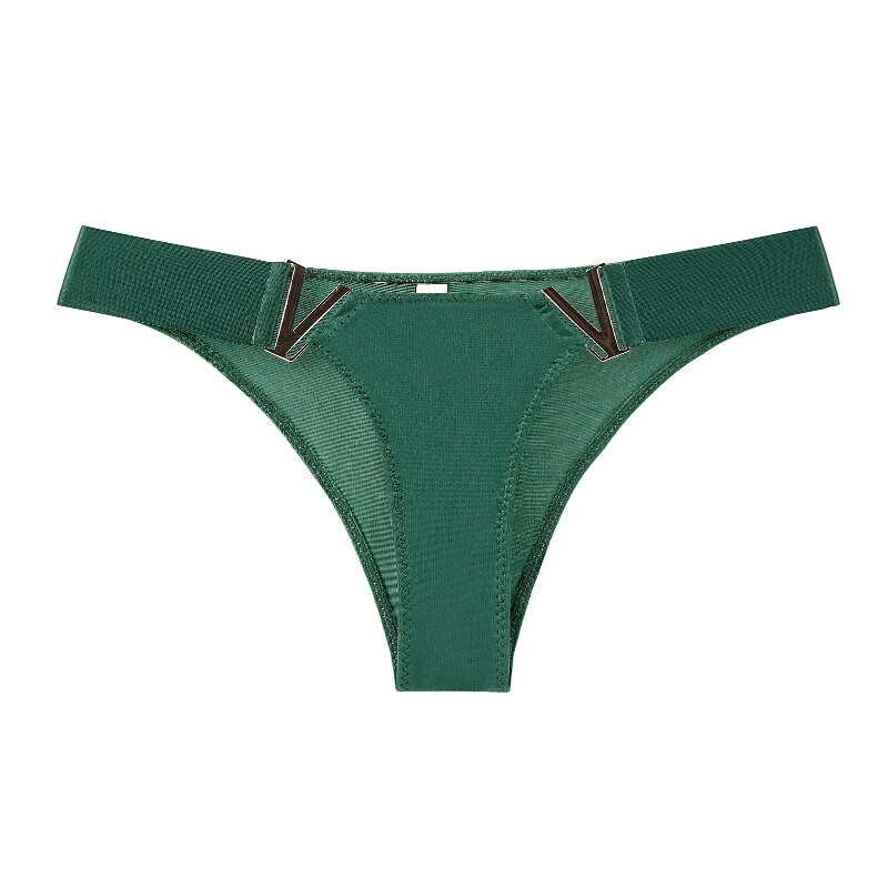 Green elastic waist sports panty for women made from ice silk, offering comfort and flexibility for fitness activities.