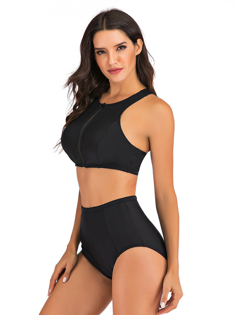 Sexy Sports Damen Zweiteiliger Badeanzug mit Reißverschluss - SF0567 