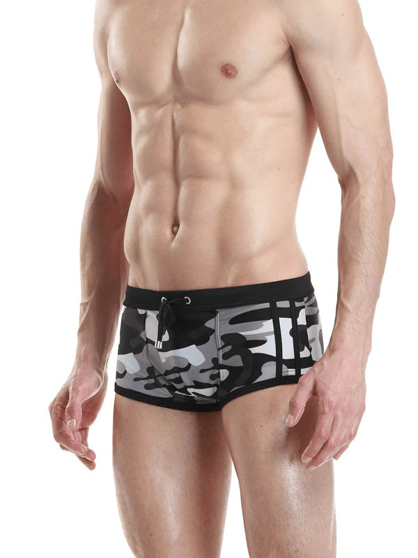 Sexy Sports Low Waist Camouflage Male Swimming Trunks - SF1072