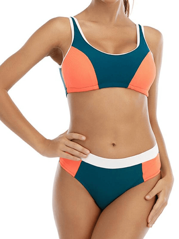 Sexy Women's Two-Piece Bathing Suit / Sports Patchwork Swimsuit - SF0490