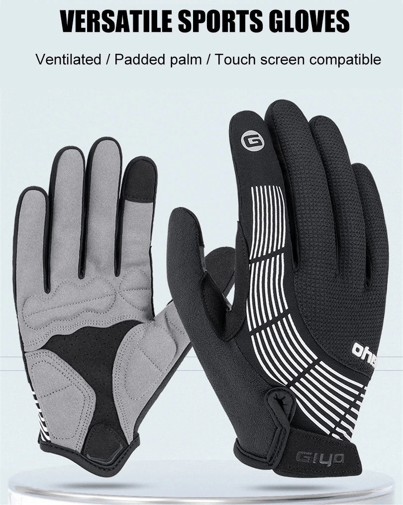 Versatile sports gloves with padded palm and touchscreen compatibility, ideal for cycling and outdoor activities.