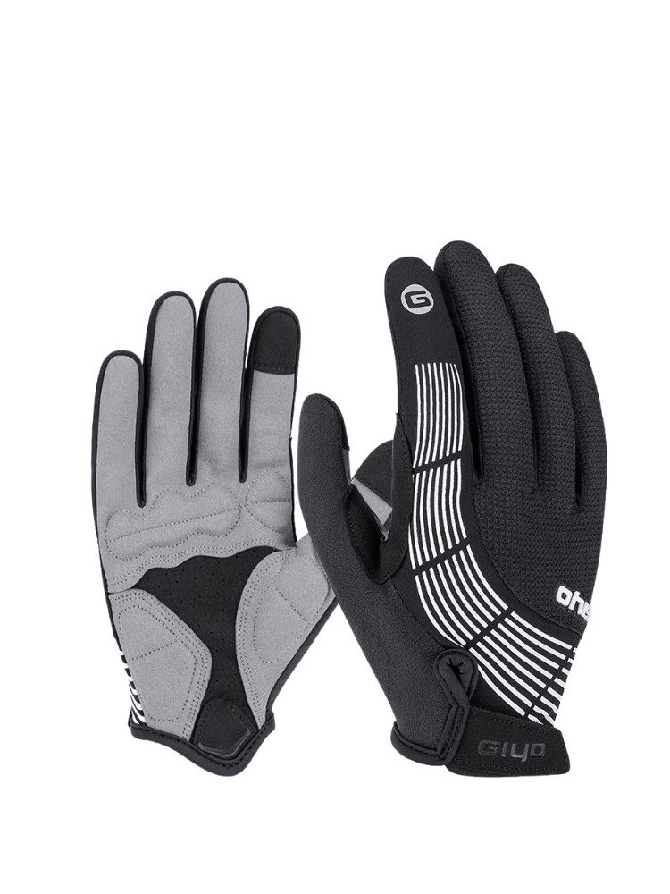 Short Cycling Thickened Windproof Gloves - SF0402 with anti-slip design in black and grey, ideal for cycling in windy and wet conditions.
