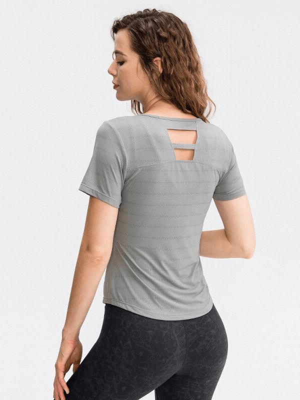 Kurzärmliges Fitness-T-Shirt / schnell trocknendes Gym-Top für Damen / weibliche Laufbekleidung – SF0013