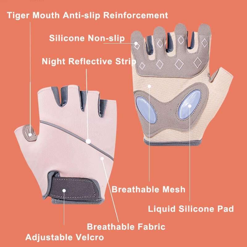 Silicone Anti-shock Weight Lifting Training Gloves with non-slip silicone and breathable mesh, featuring reflective strip and Velcro fit.