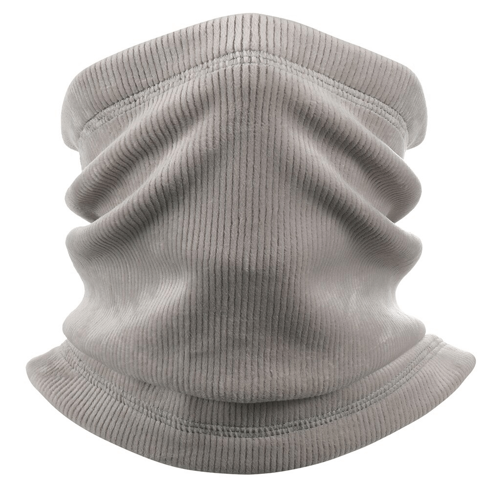 Gray skiing thermal corduroy elastic scarf/cycling half-face mask, unisex soft and skin-friendly, perfect for outdoor activities.