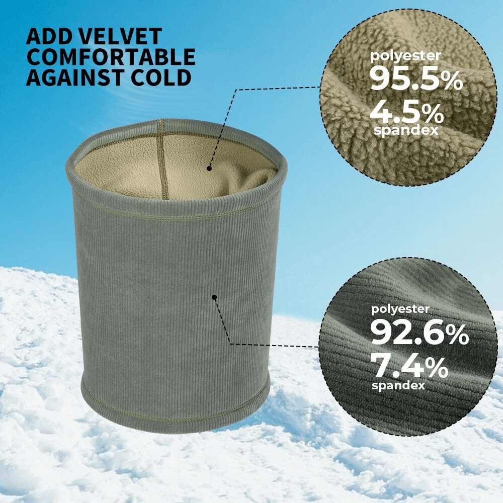 Skiing Thermal Corduroy Elastic Scarf, featured with comfortable velvet lining and polyester-spandex blend for warmth and elasticity.