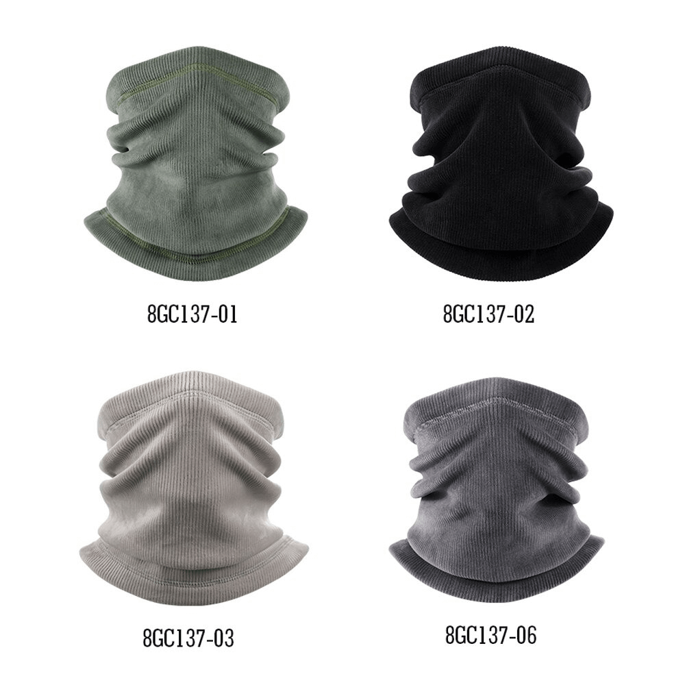 Collection of Skiing Thermal Corduroy Elastic Scarves in gray, black, and green shades for outdoor activities like skiing and cycling.