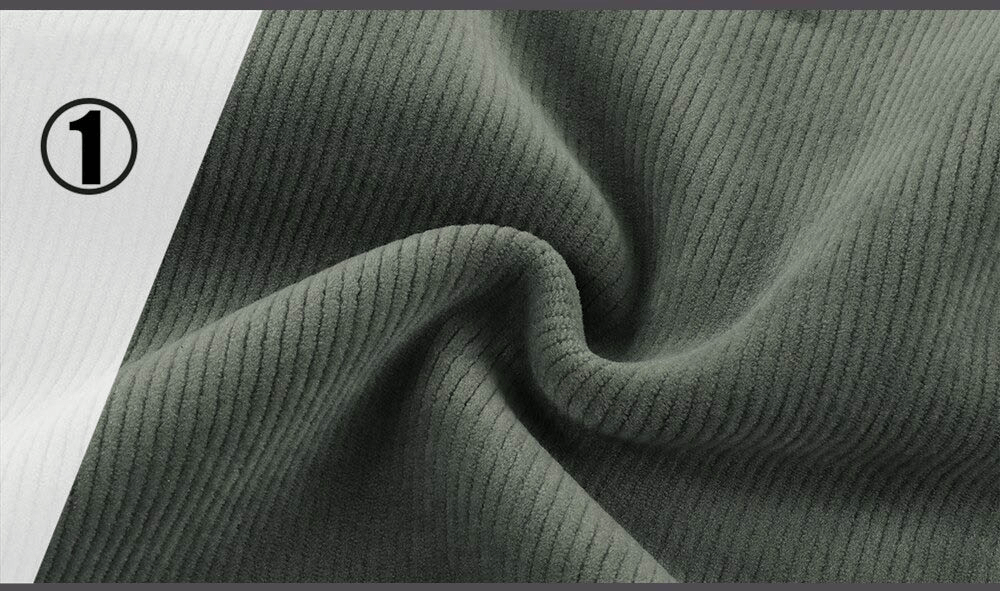 Close-up of green corduroy fabric showcasing texture for Skiing Thermal Corduroy Elastic Scarf and Cycling Half-Face Mask.
