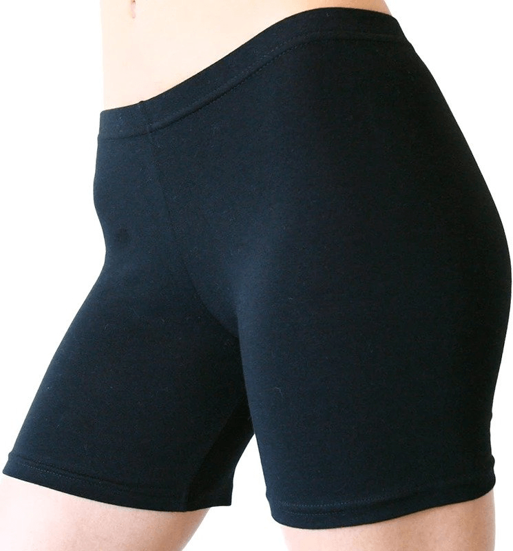 Slim elastic women's shorts with high waist, perfect for fitness. Black color, offering comfort and flexibility for workouts.