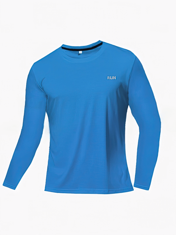 Slim Quick-Dry Men's Long Sleeve Shirt for Training in blue, SF0564, ideal for athletes with lightweight, quick-dry fabric.