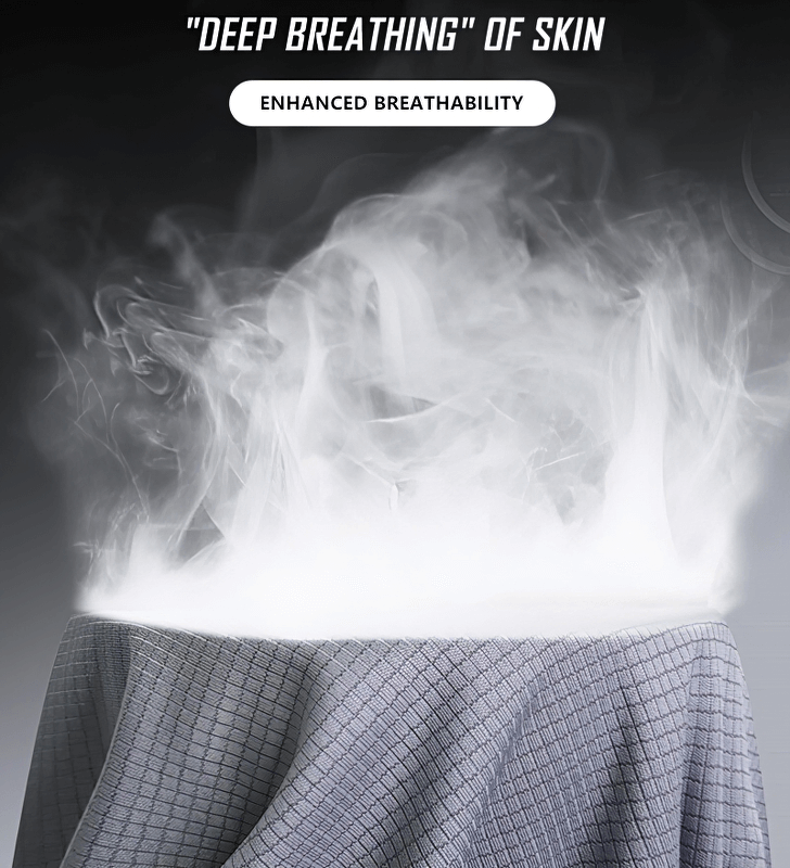 Steam rising from fabric showcasing breathable quick-dry technology in training shirt.