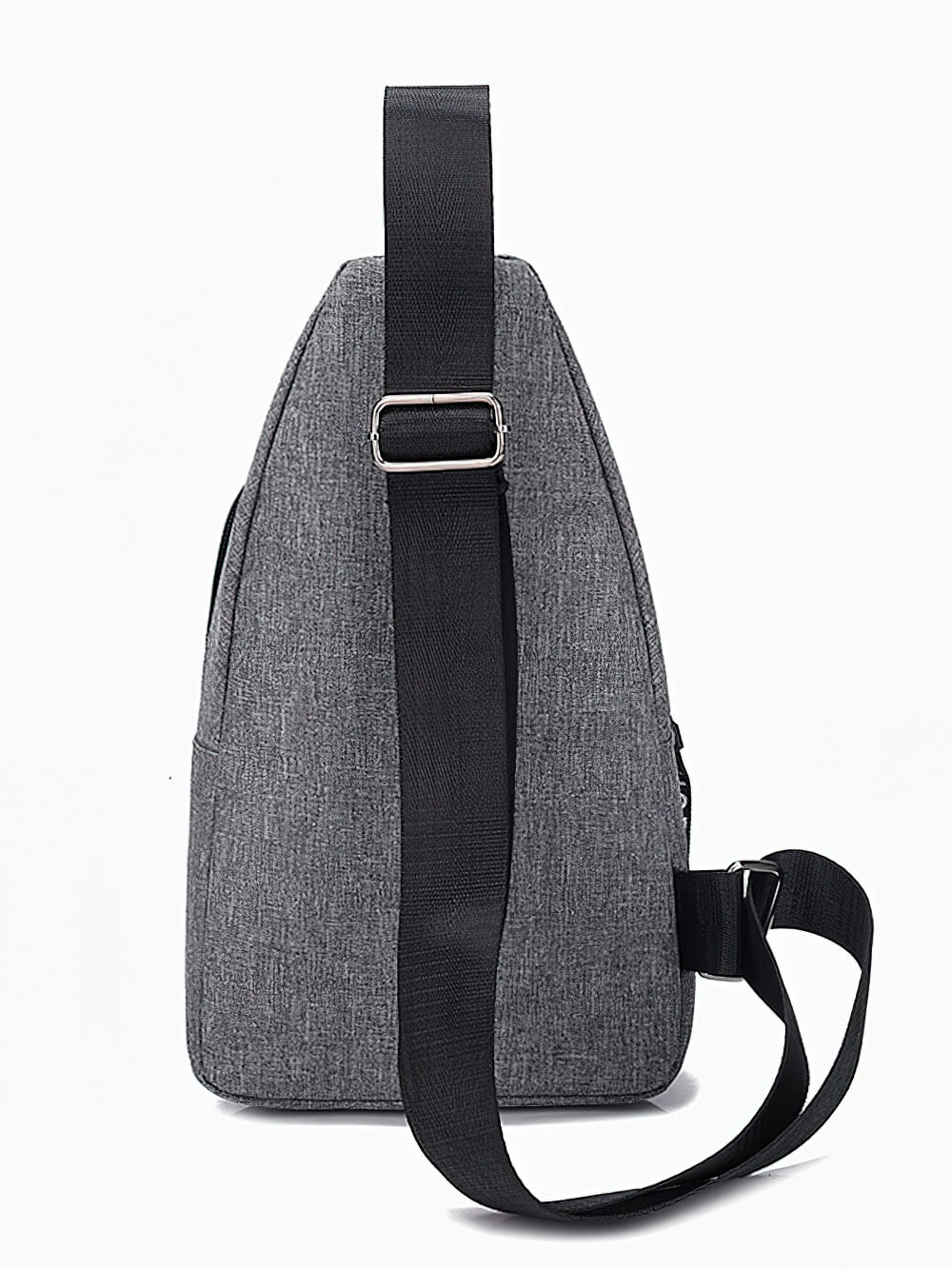 Stylish waterproof single shoulder strap bag for men, in durable gray nylon with black strap, perfect for versatile carrying.