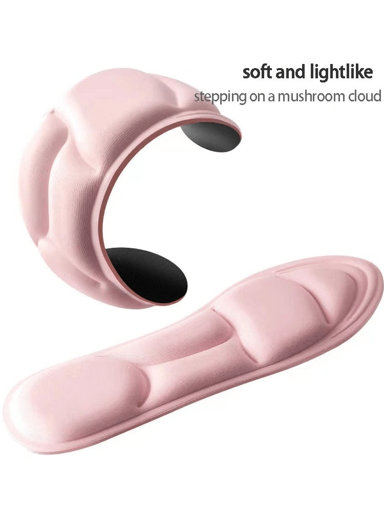 Soft breathable elastic pink orthopedic insoles with memory foam, offering superior arch support and shock absorption for all-day comfort.