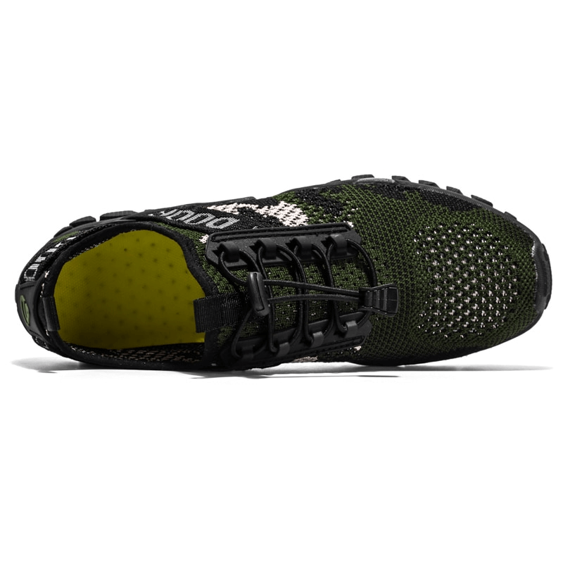 Top view of Soft Breathable Non-slip Trekking Sneakers for Men, showing breathable mesh and lace-up closure, perfect for outdoor adventures.