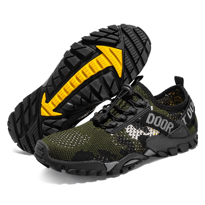 Soft breathable men's trekking sneakers SF0820 with non-slip rubber outsole, ideal for outdoor hikes, featuring breathable mesh and lace-up design.