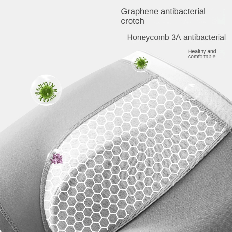 Close-up of Soft Cozy Cotton Boxers showcasing graphene antibacterial crotch with honeycomb design for enhanced comfort and hygiene.