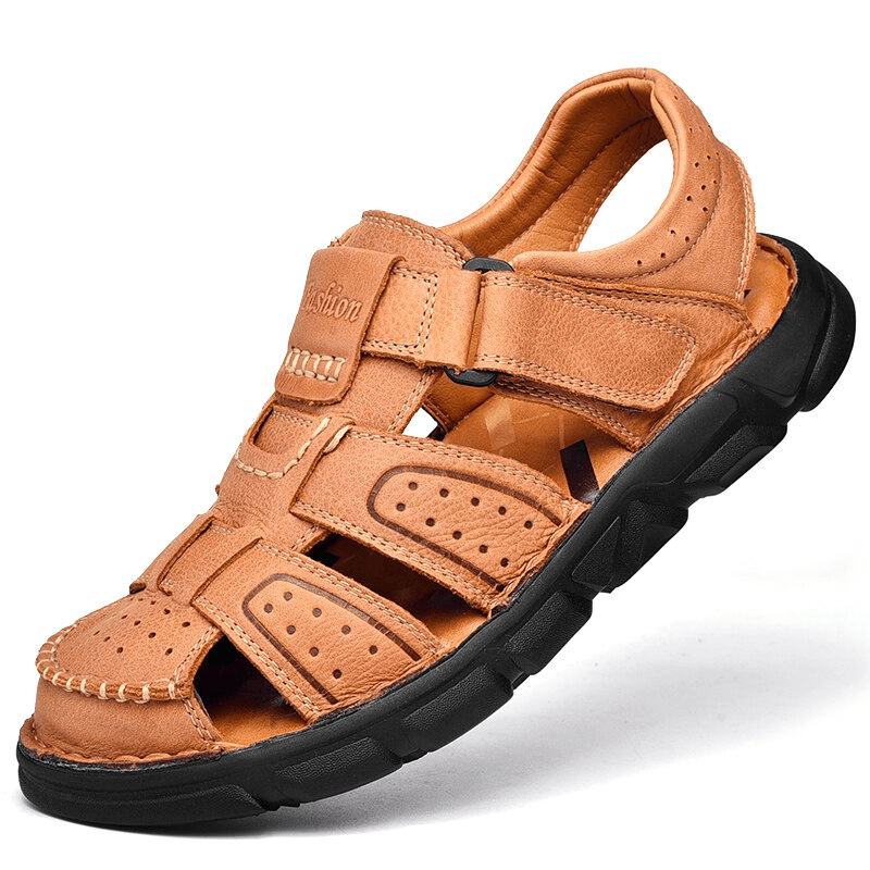 Soft Soles Genuine Leather Trekking Sandals with Anti-Collision Toes - SF1080