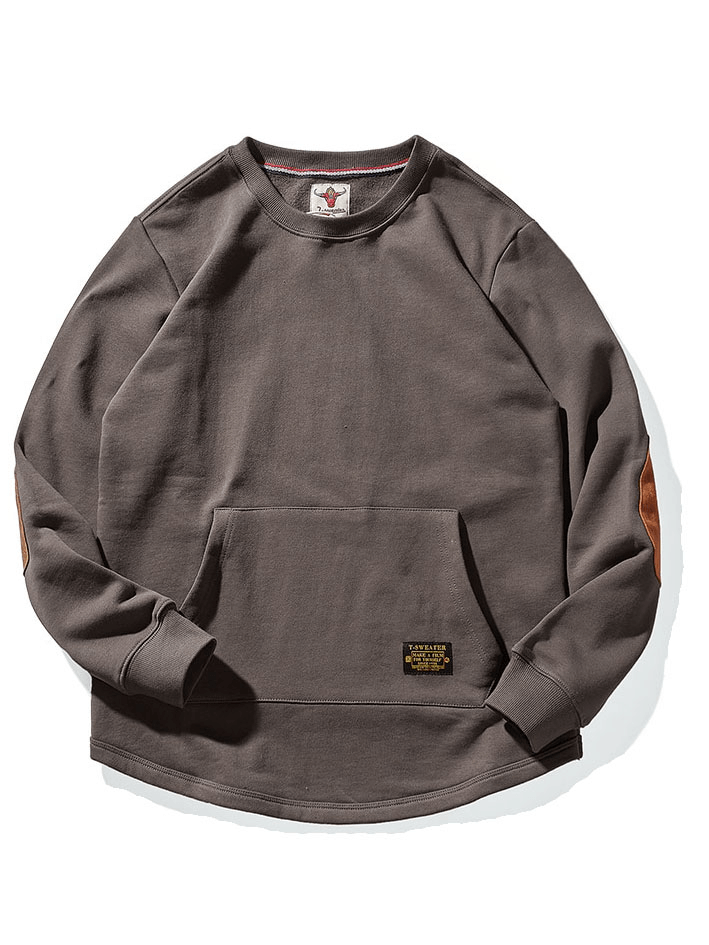 Einfarbiges, warmes Rundhals-Sweatshirt mit Kängurutasche – SF1243 