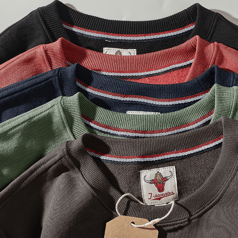 Solid Color Kangaroo Pocket Warm Round Neck Sweatshirt - SF1243
