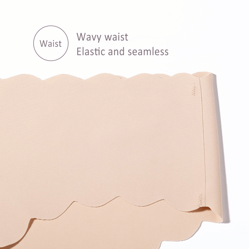 Solid color ruffle low waist seamless briefs showcasing wavy elastic design, emphasizing comfort and feminine style.
