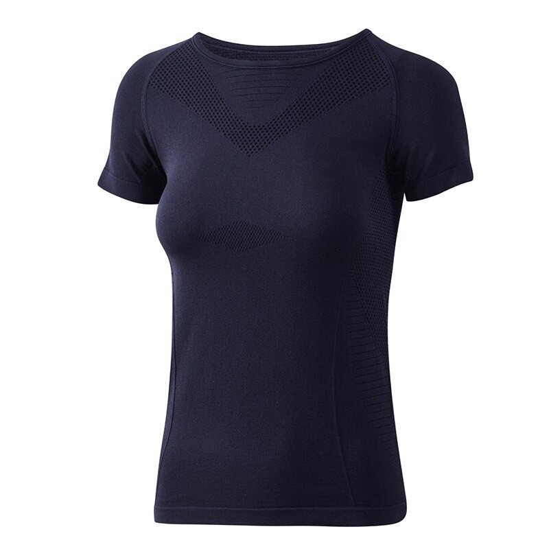 T-shirt de sport à manches courtes de couleur unie à séchage rapide pour femme - SPF0145 