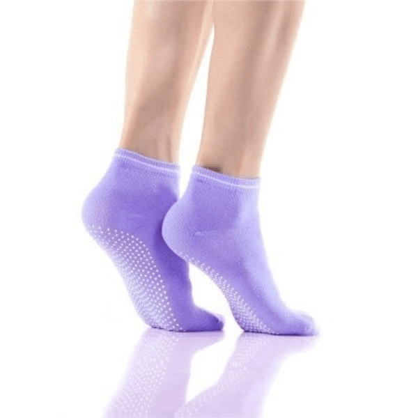 Purple anti-slip breathable women's socks with massage granules for comfort.