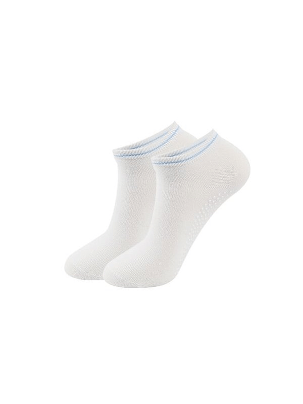 White sports anti-slip breathable women's socks with massage granules for comfort and snug fit. Unisex cotton design.